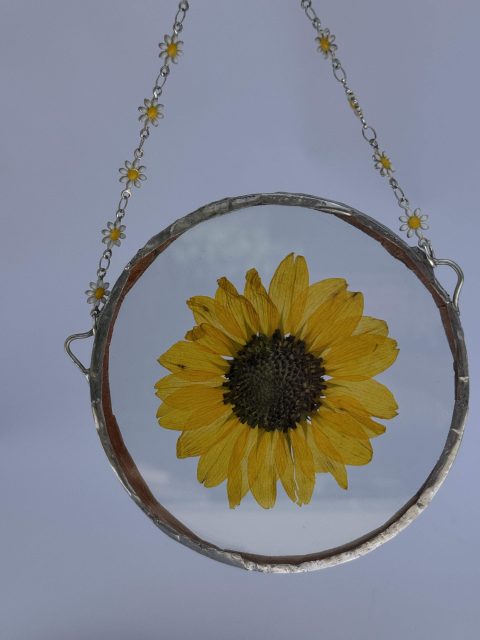 Pressed Sunflower Ornament 